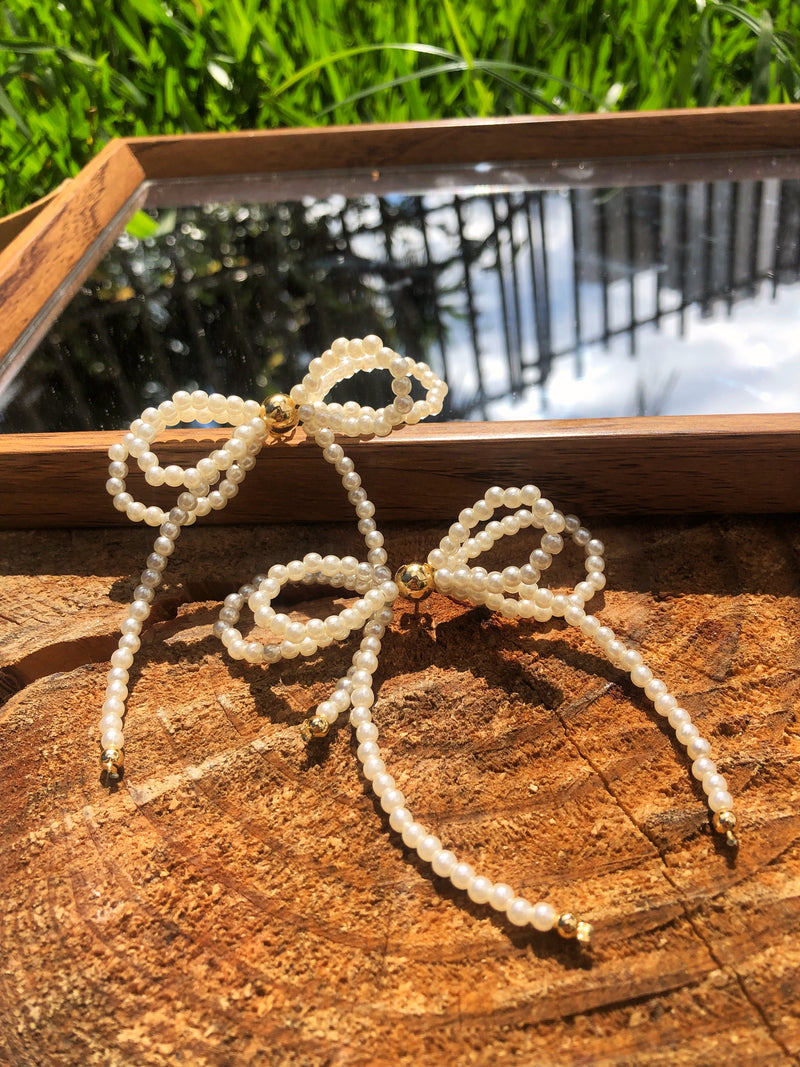 Par De Brincos Laço Duplo Pérola