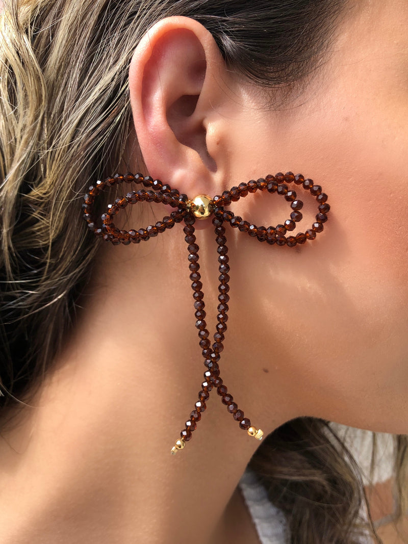 Par de Brincos Laço Marrom Chocolate