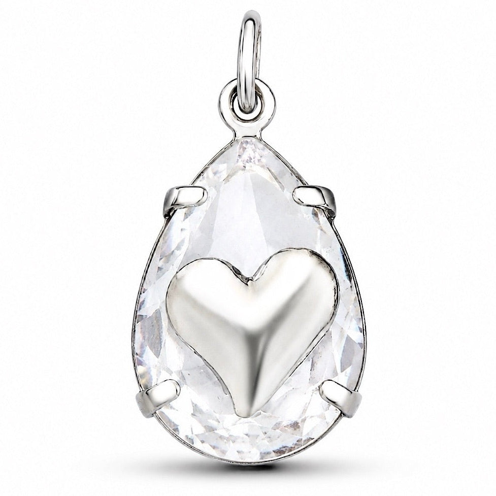 Pingente Cristal Coração Ródio*