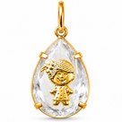 Pingente Cristal Menina Banho Ouro*