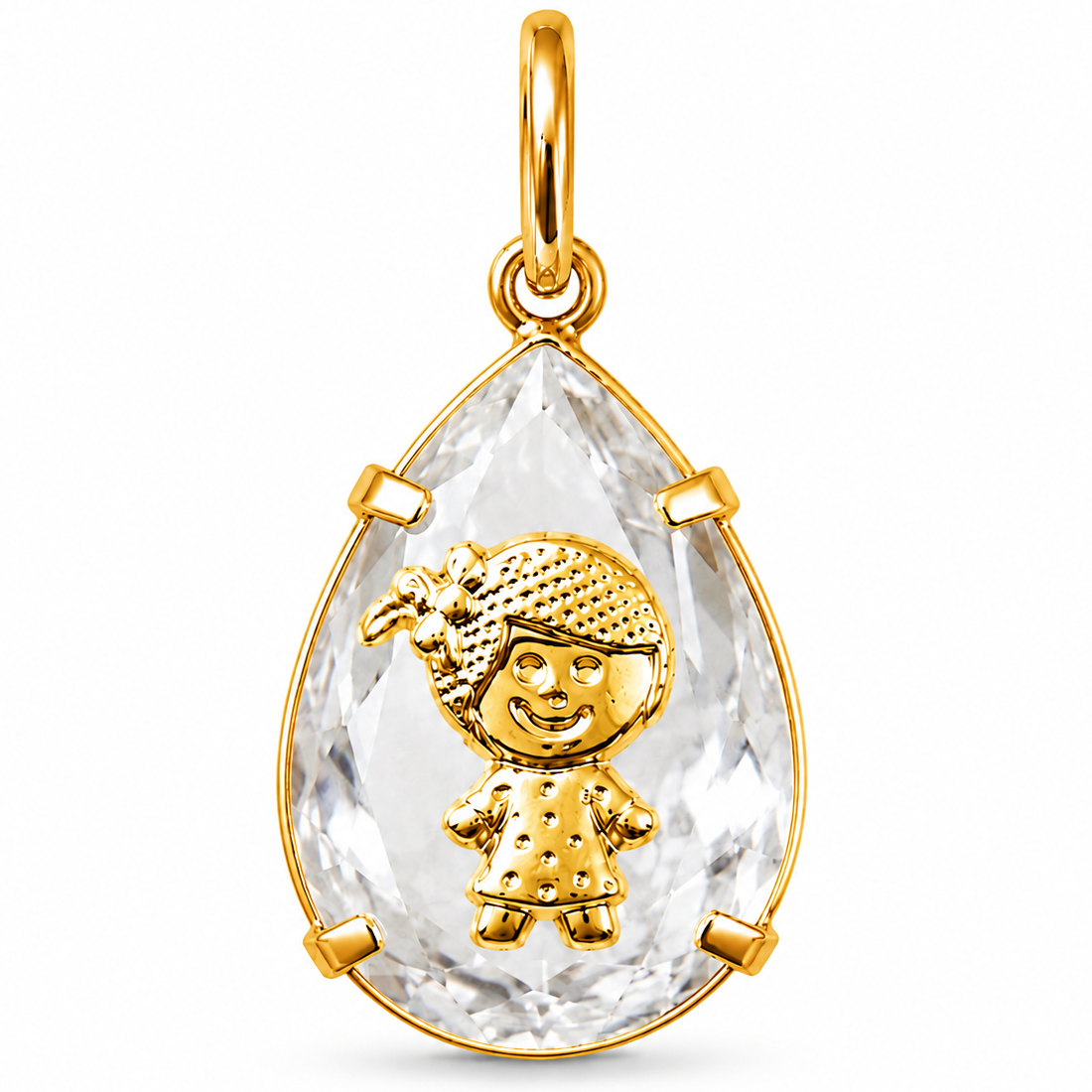 Pingente Cristal Menina Banho Ouro*