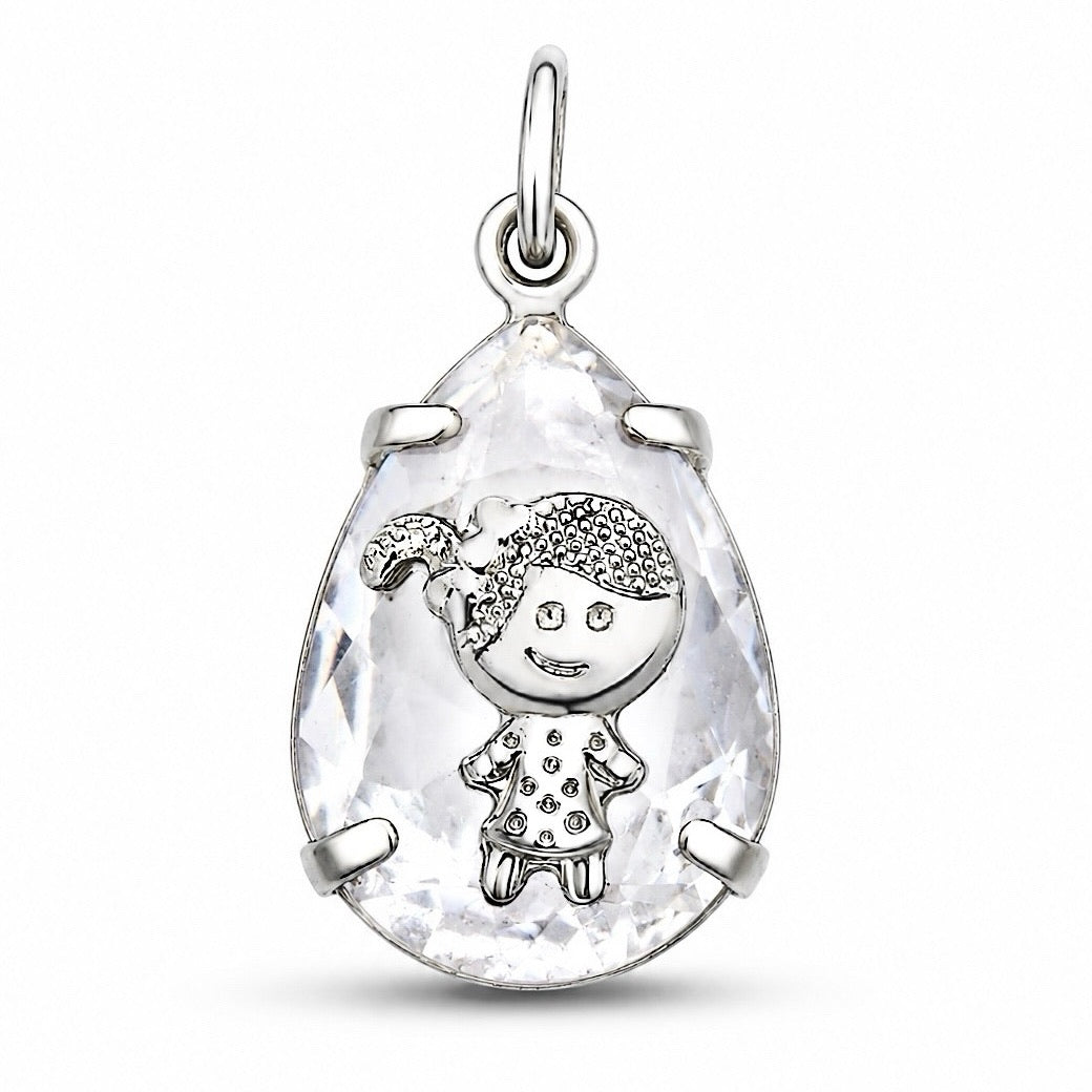 Pingente Cristal Menina Ródio*