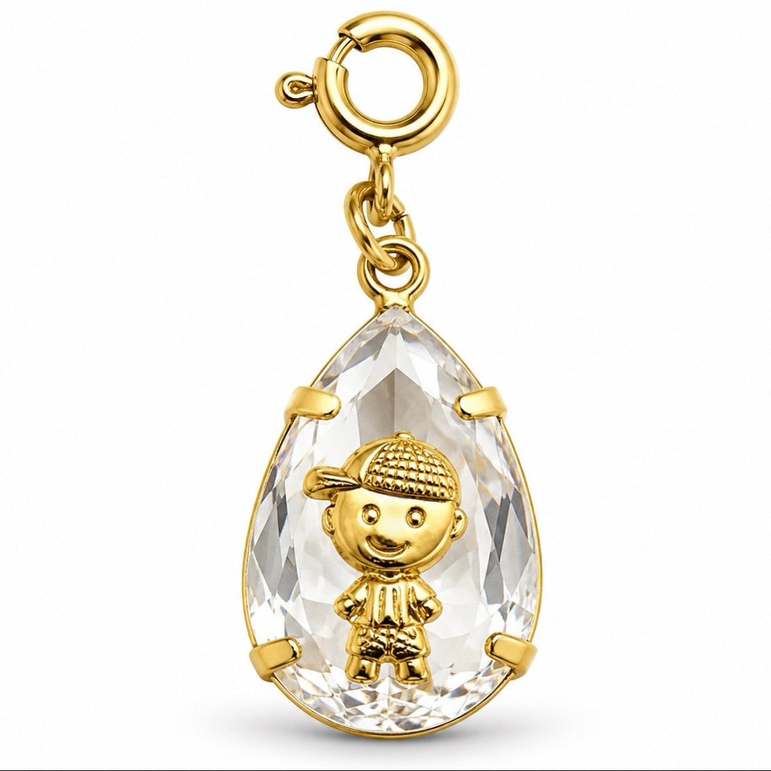 Pingente Cristal Menino Banho Ouro Com Fecho