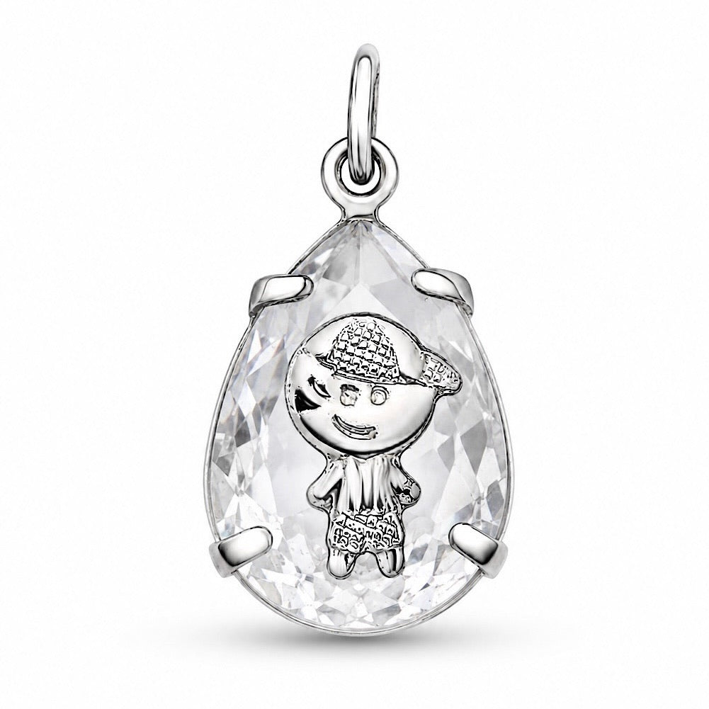 Pingente Cristal Menino Ródio*