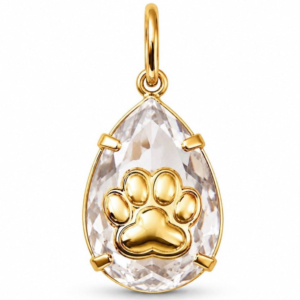 Pingente Cristal Pet Banho Ouro*