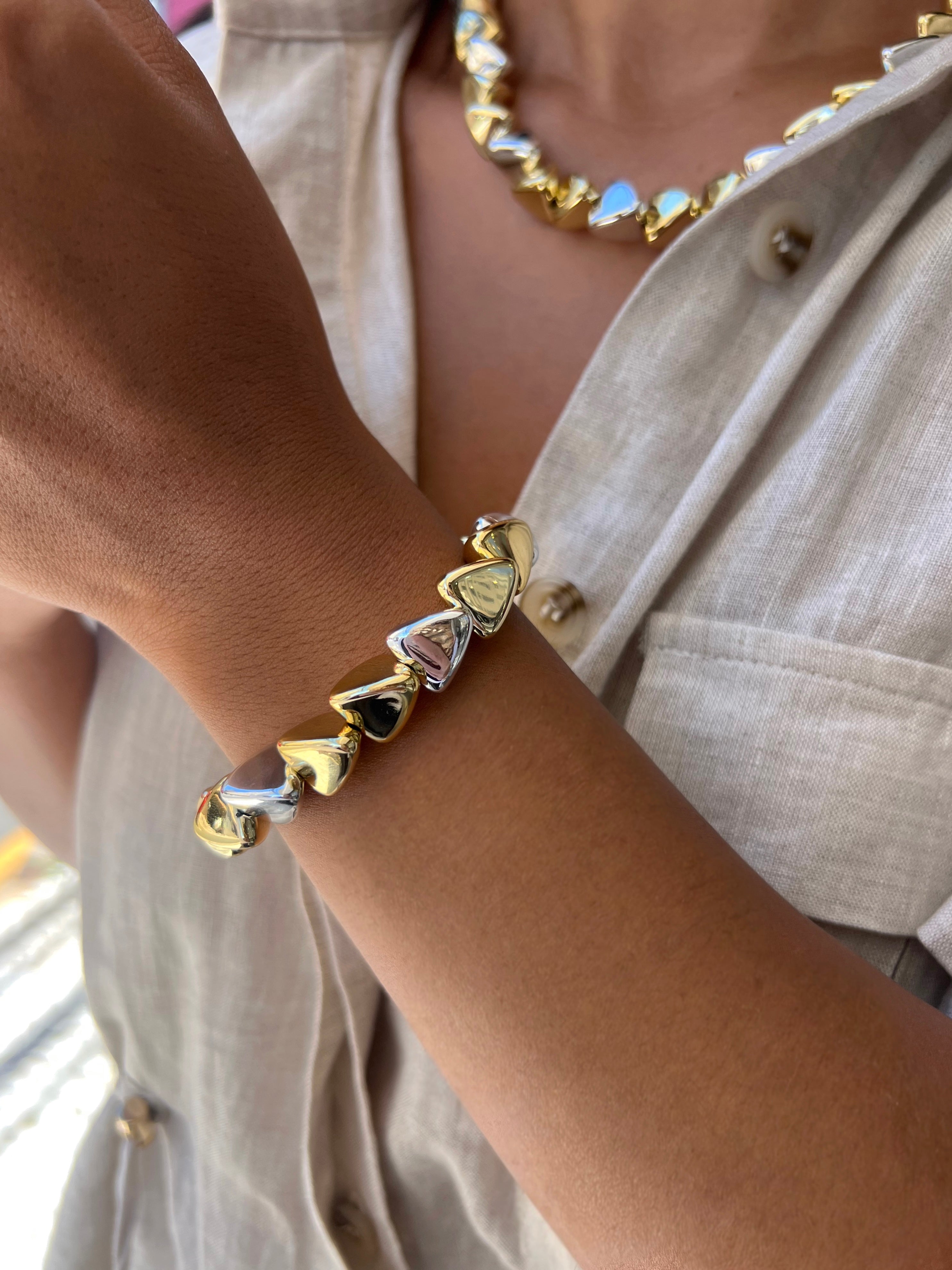 Pulseira Triângulo Duo Banho 17cm