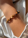 Pulseira Cascalho Marrom E Mini Cubo