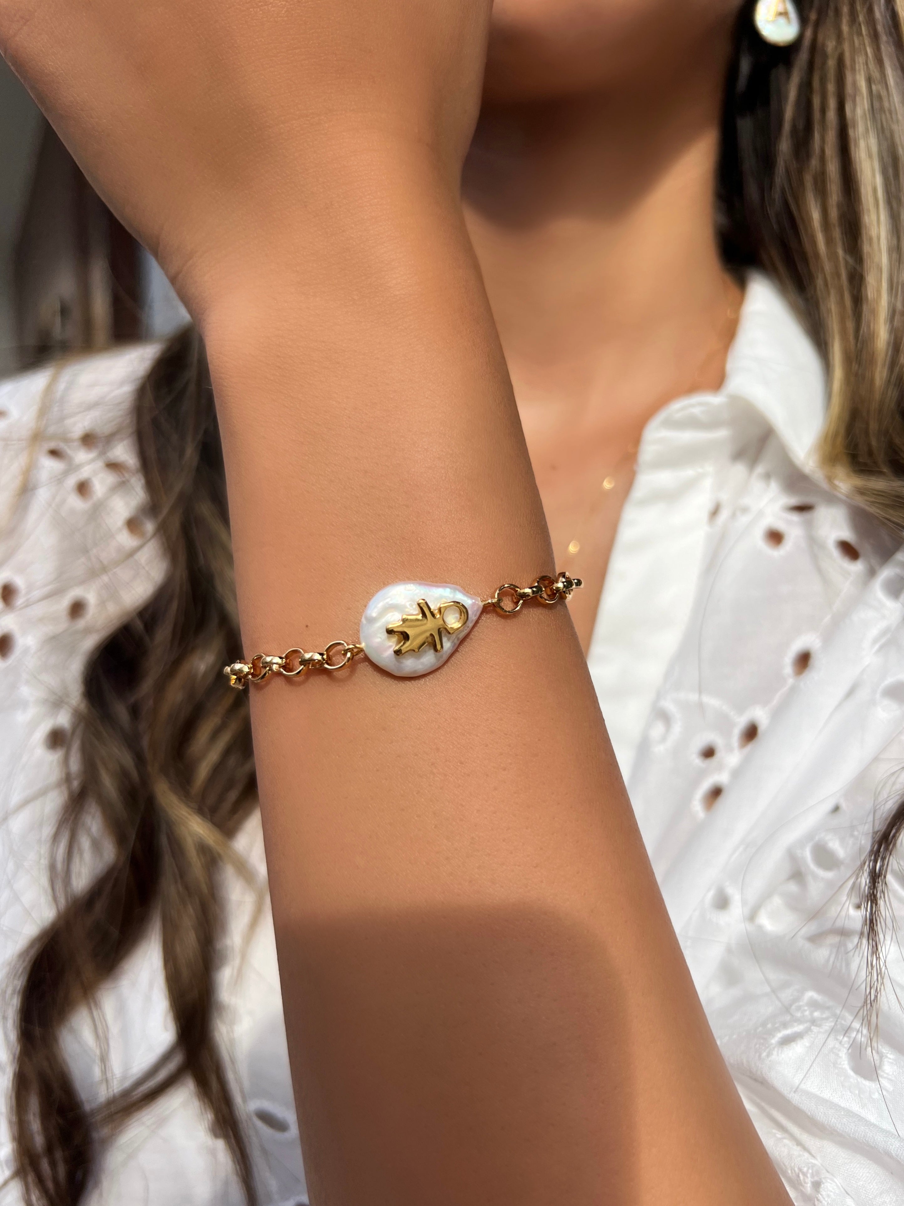 Pulseira FILHA Com Corrente Elos Portuguesa Média 16cm