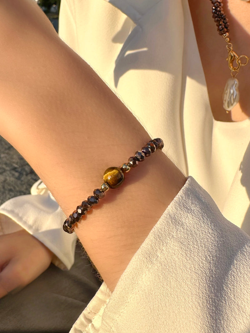 Pulseira De Silicone Com Pedra Olho De Tigre