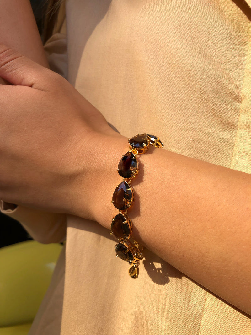 Pulseira Riviera Gotas Cor Marrom E Fecho Bóia 18cm