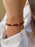 Pulseira Cristais Marrom e Mini Cubos 17cm