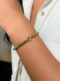 Pulseira Hematita Banho Ouro Com Gota Cristal Cor Marrom 16cm