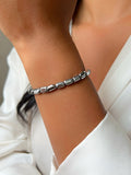 Pulseira Hematita Branca Quadrada 17cm