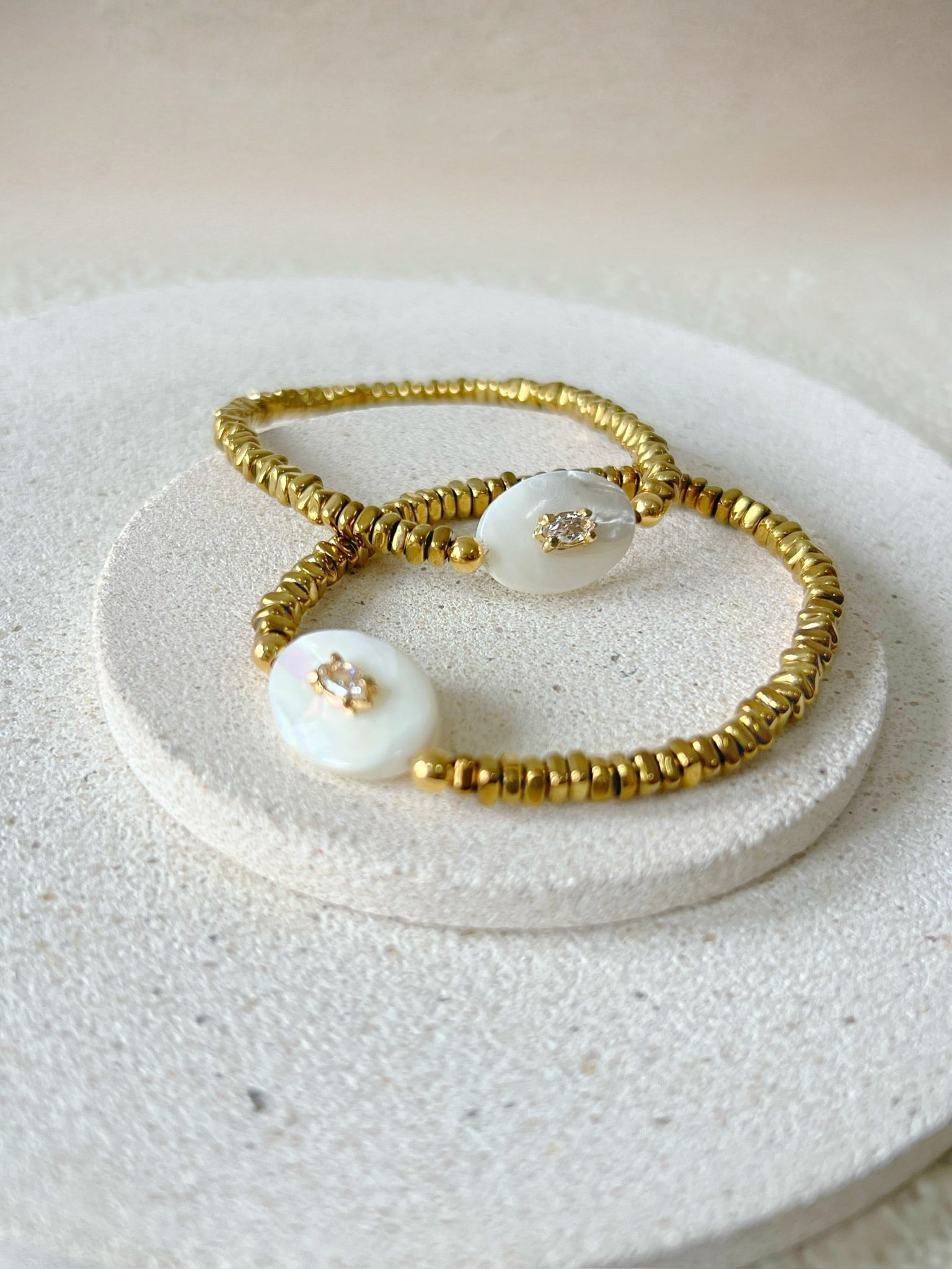 Pulseira Hematita Com Madrepérola 17cm