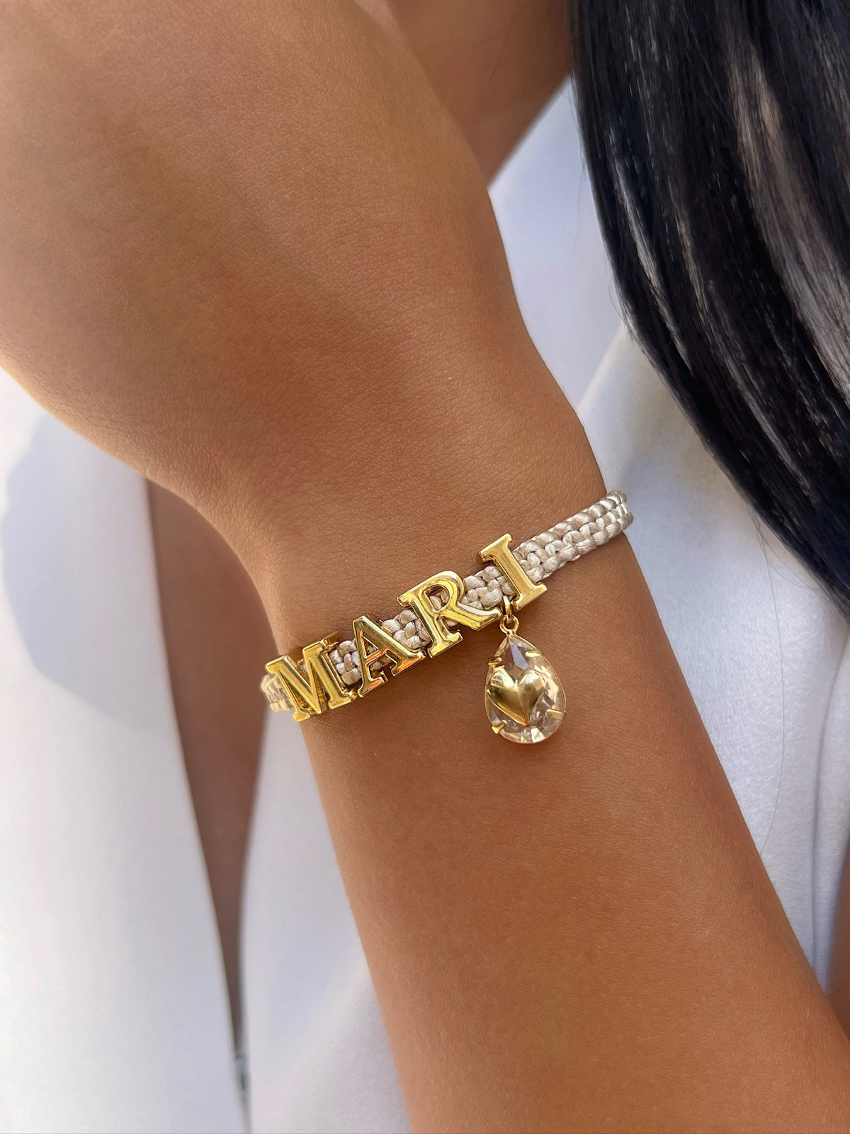 Pulseira Nome + Pin Cristal