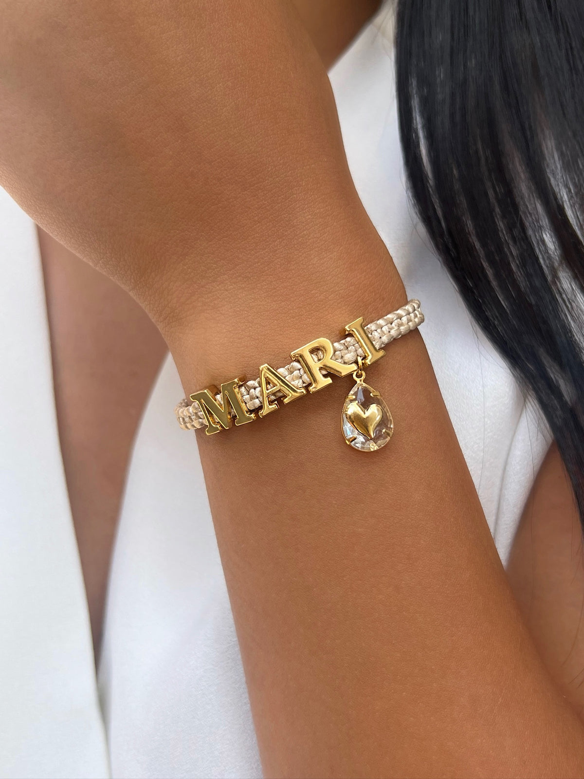Pulseira Nome + Pin Cristal