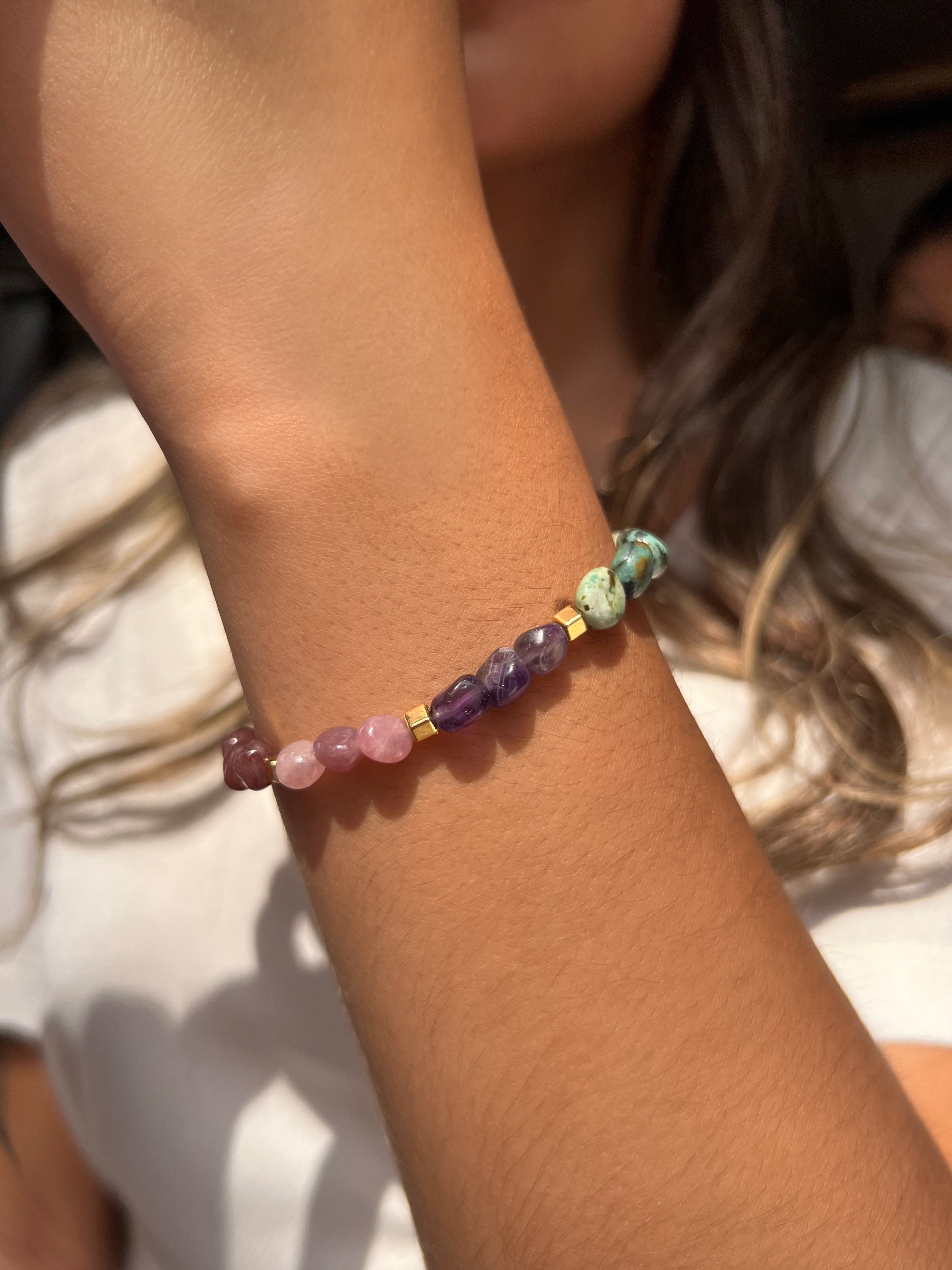 Pulseira Pedras Naturais Roladas 18cm