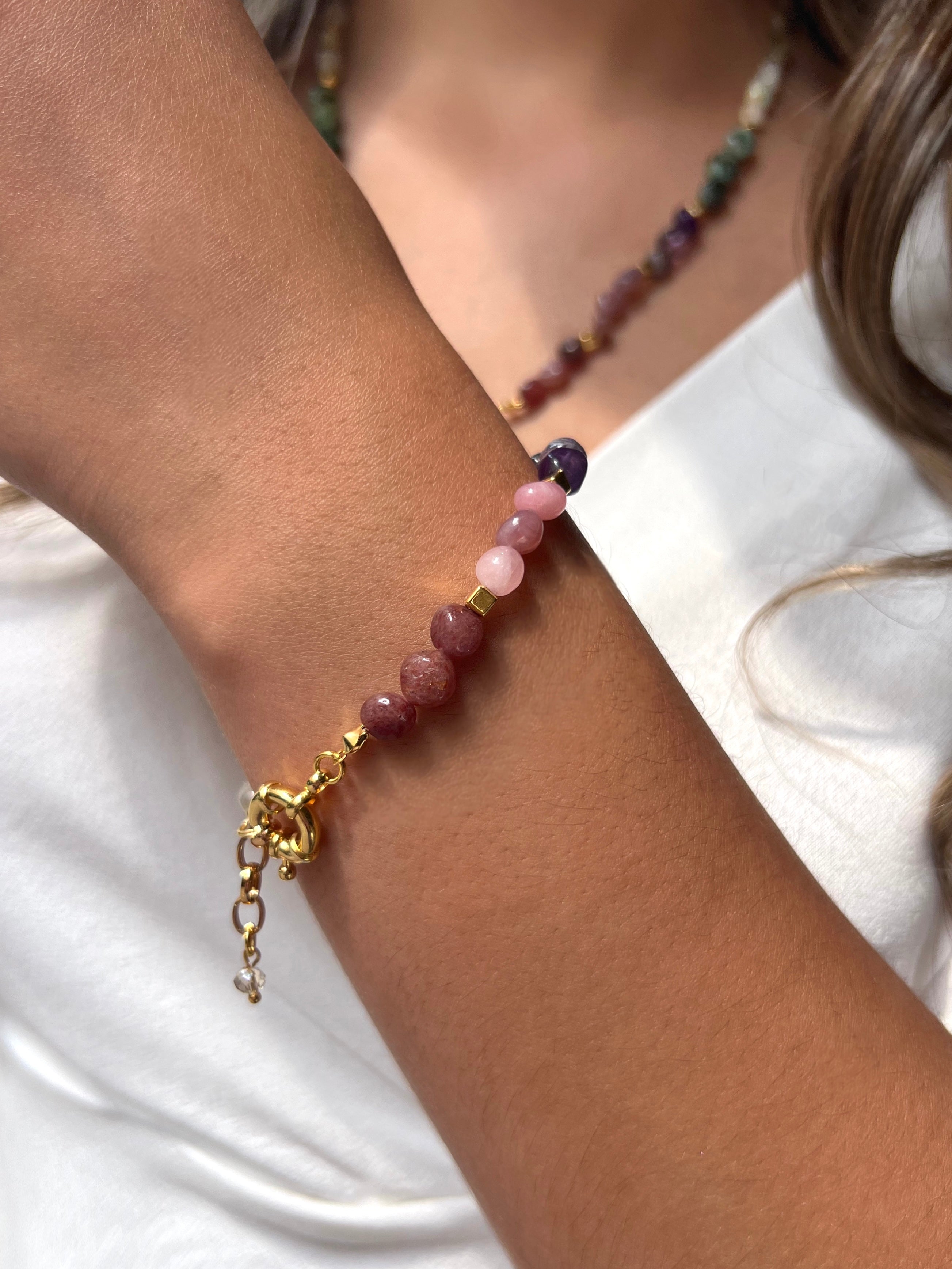 Pulseira Pedras Naturais Roladas 18cm