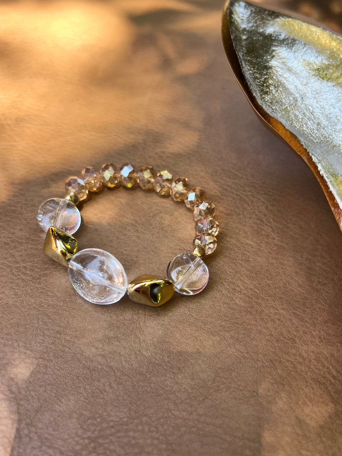 Pulseira Pedras Orgânicas Transparentes 18cm