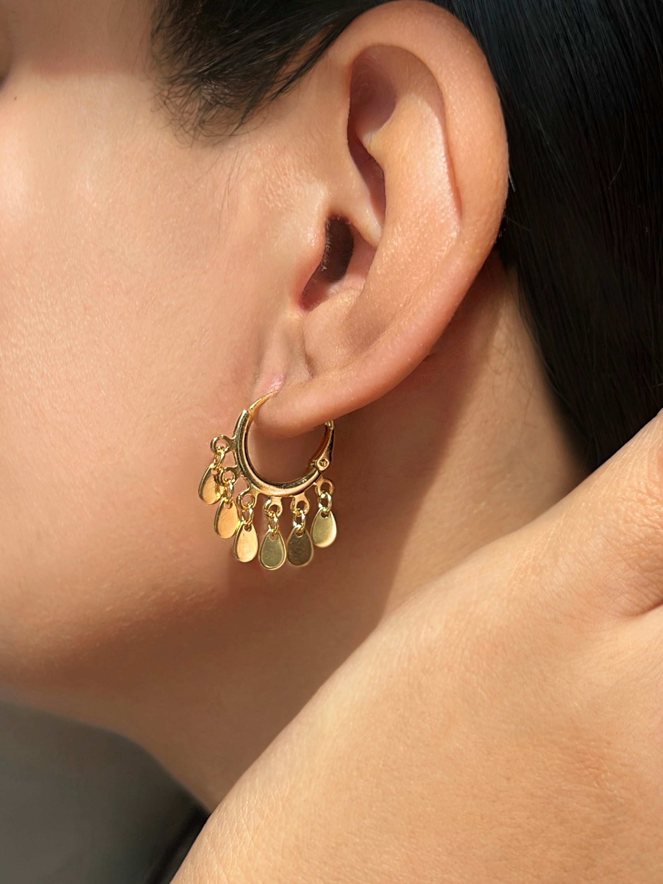 Brinco Argola Banho Ouro Com Gotinhas