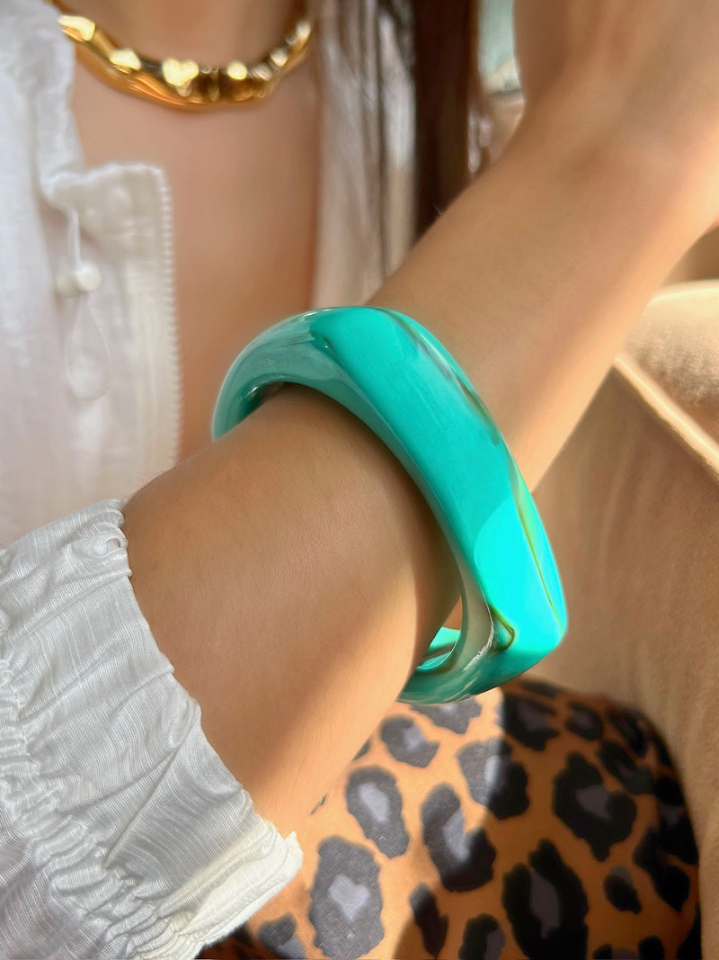 Bracelete Acrílico Quadrado Turquesa