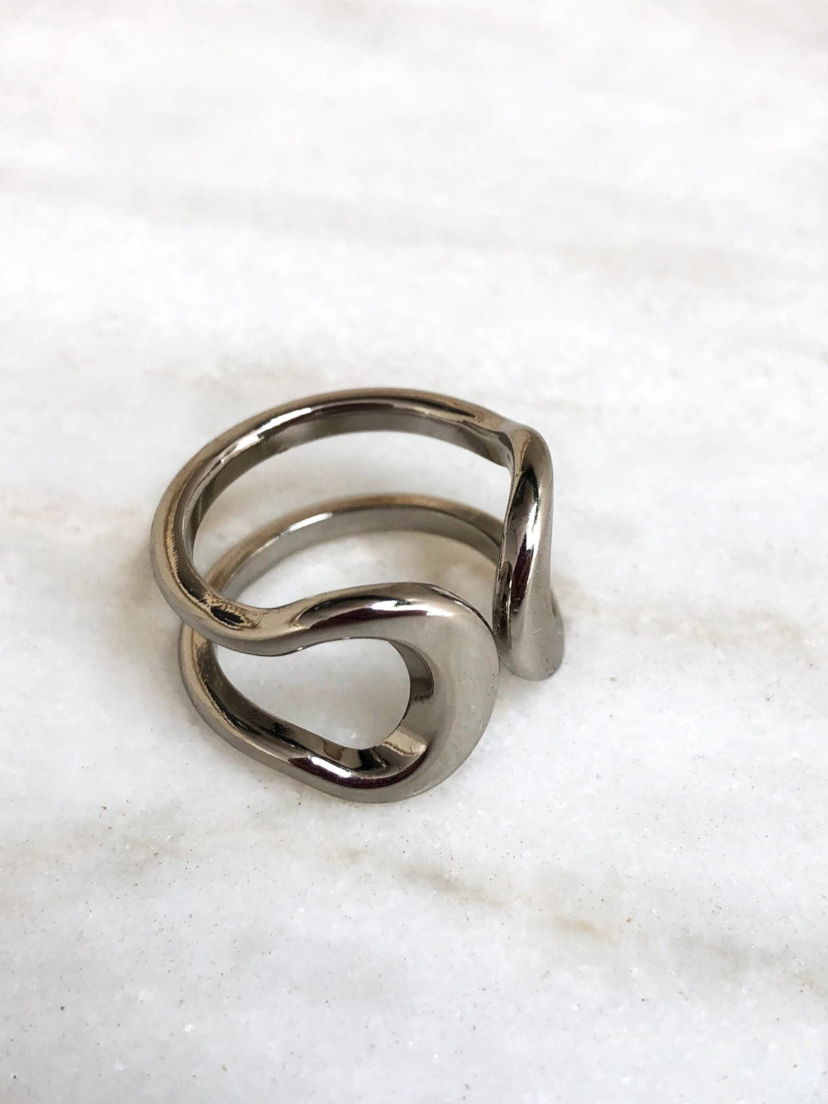 Anel Cecília Em Ródio Branco - Tiff Joias
