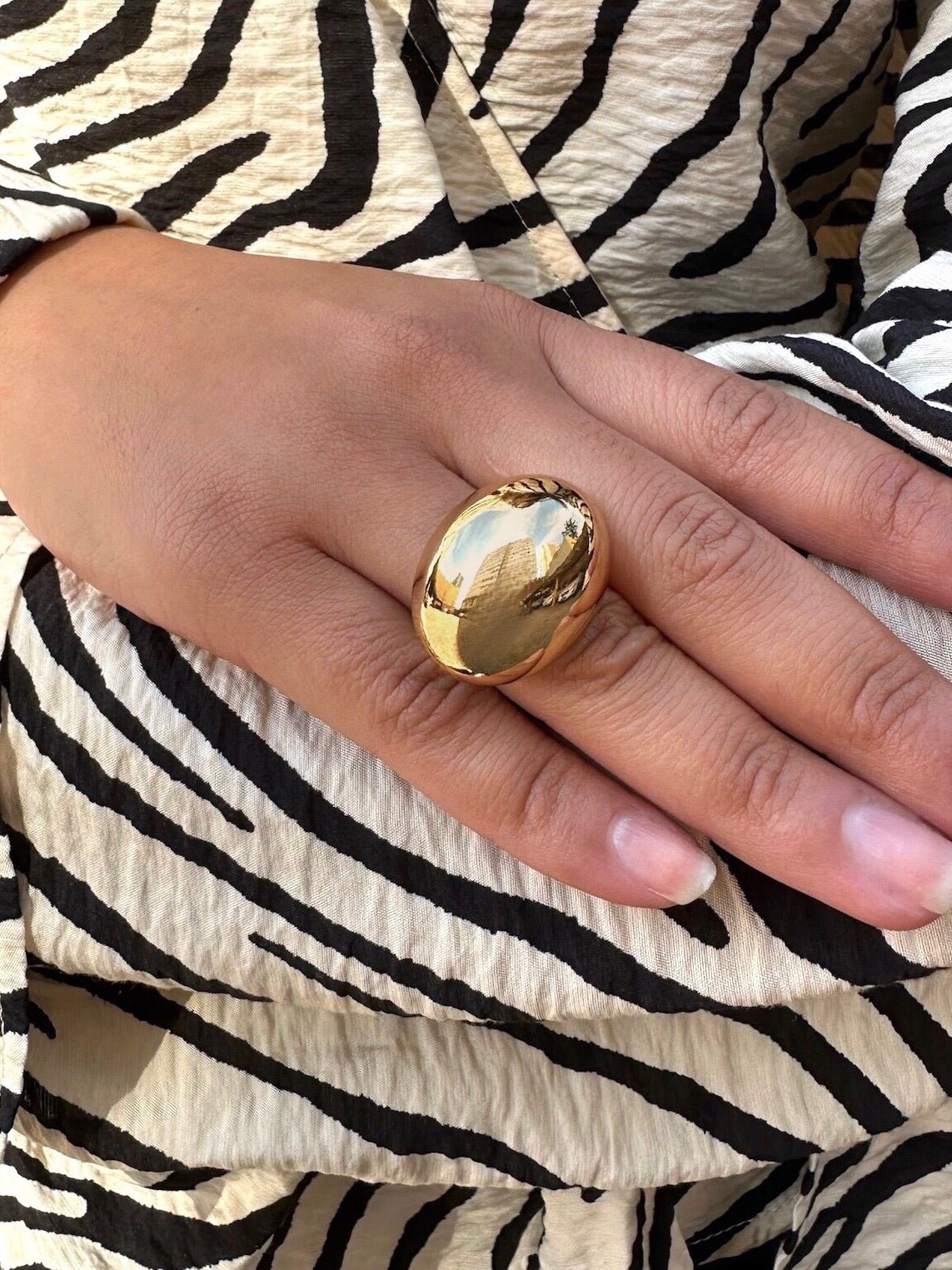 Anel Oval Em Banho Ouro nº18 - Tiff Joias