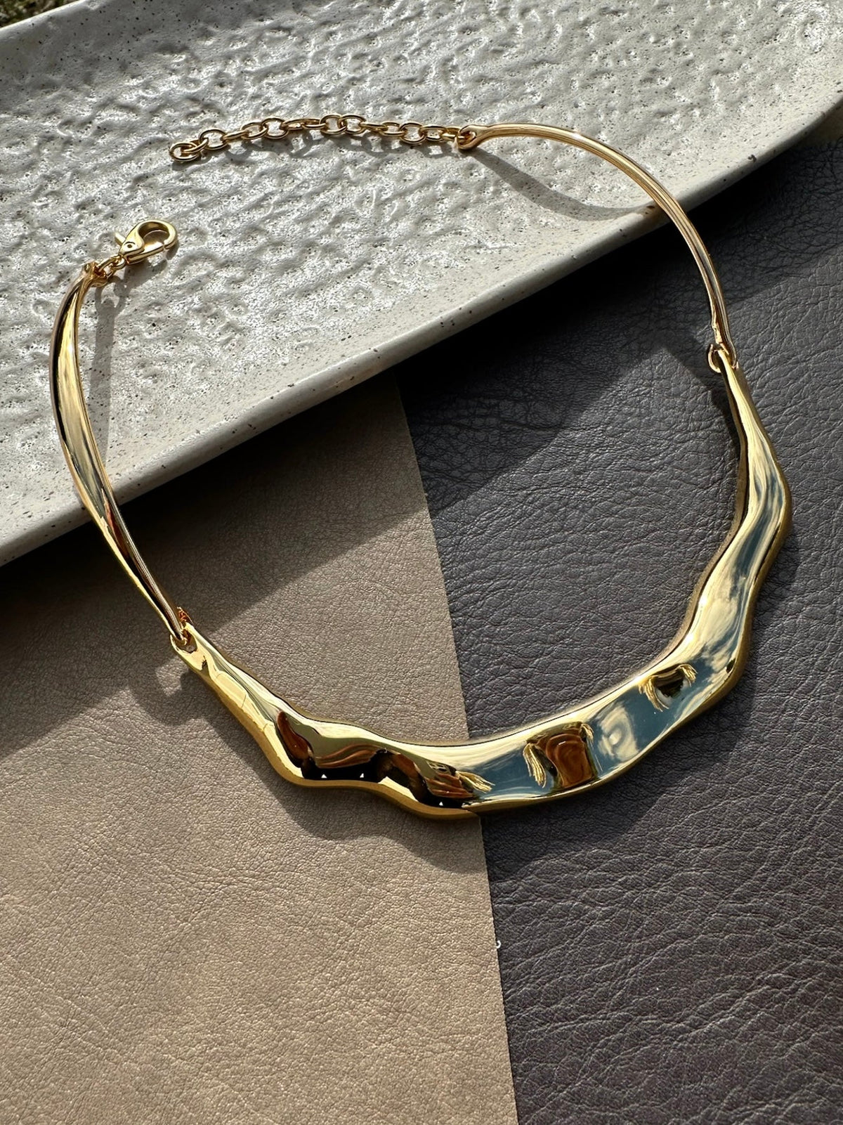 Arco Martelado Em Banho Ouro 40cm - Tiff Joias