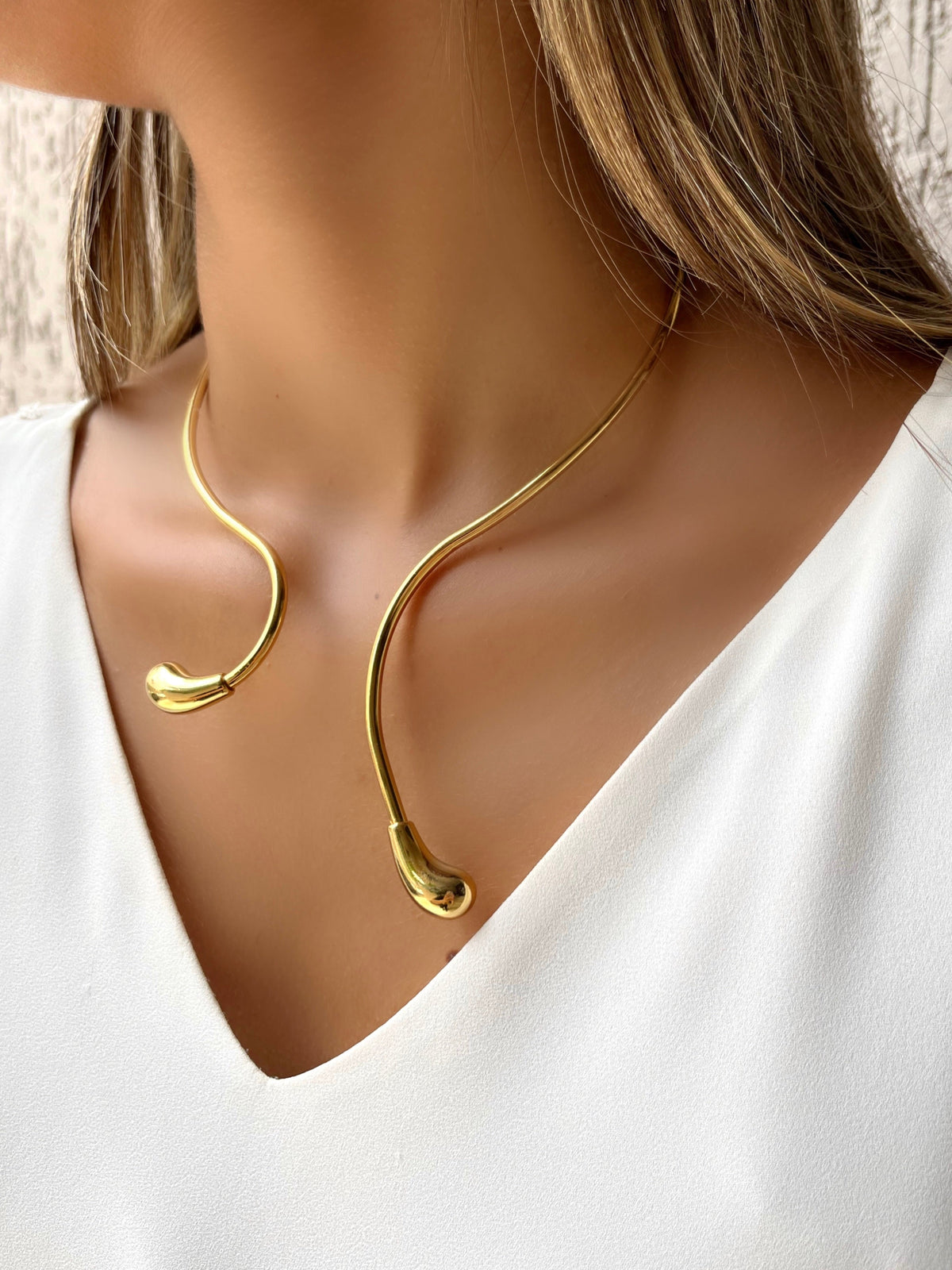 Arco Orgânico Irregular Banho Ouro 18k 35cm - Tiff Joias