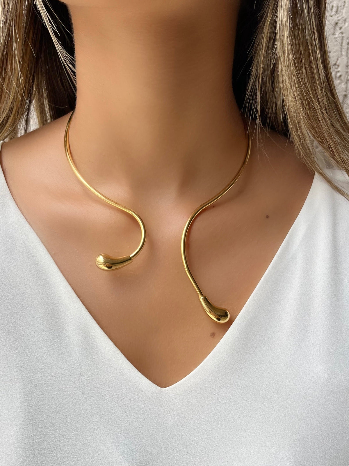Arco Orgânico Irregular Banho Ouro 18k 35cm - Tiff Joias