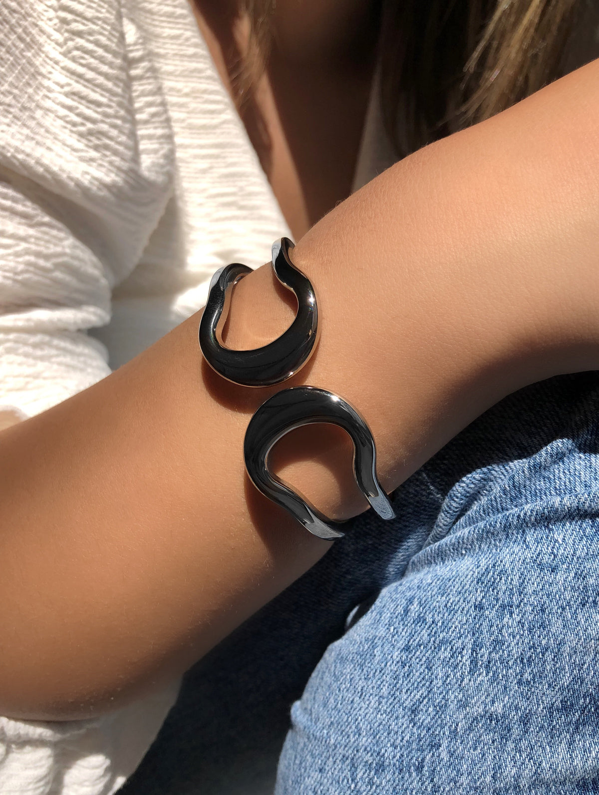 Bracelete Cecília Em Ródio Branco - Tiff Joias