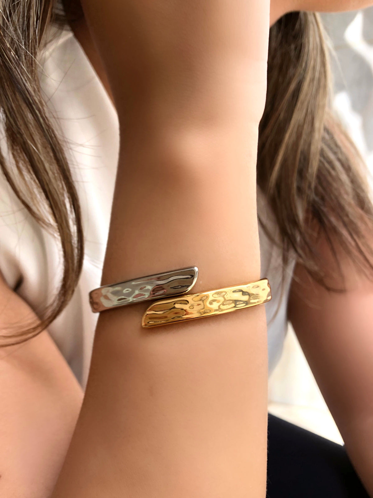 Bracelete Heloise Duo Martelado - Tiff Joias