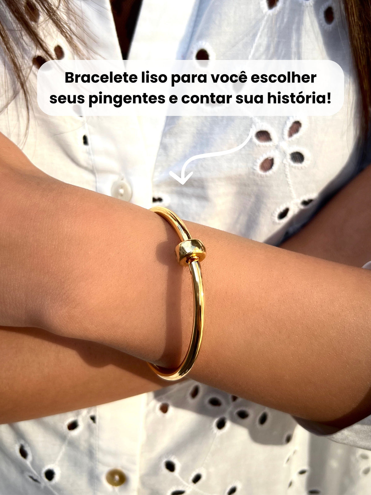 Bracelete Liso Para Pingentes Personalizados - Tiff Joias