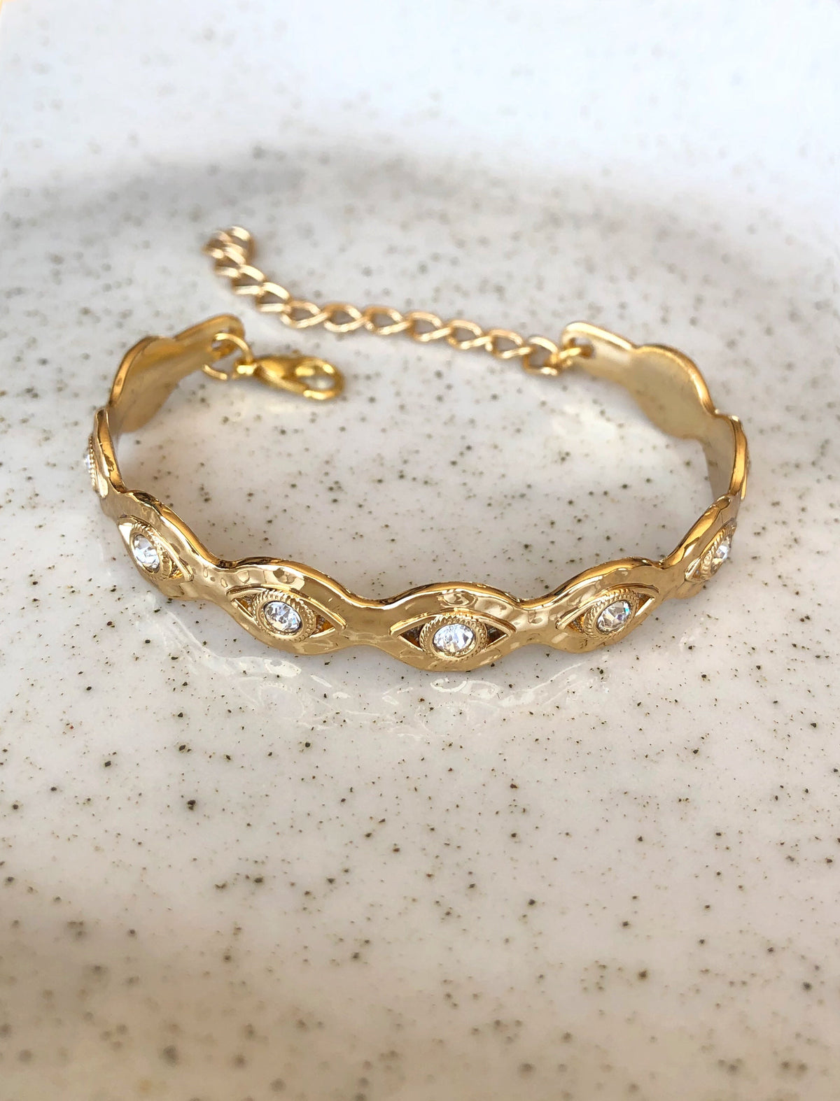 Bracelete Olho Egípcio Com Zircônia em Banho Ouro 17cm - Tiff Joias