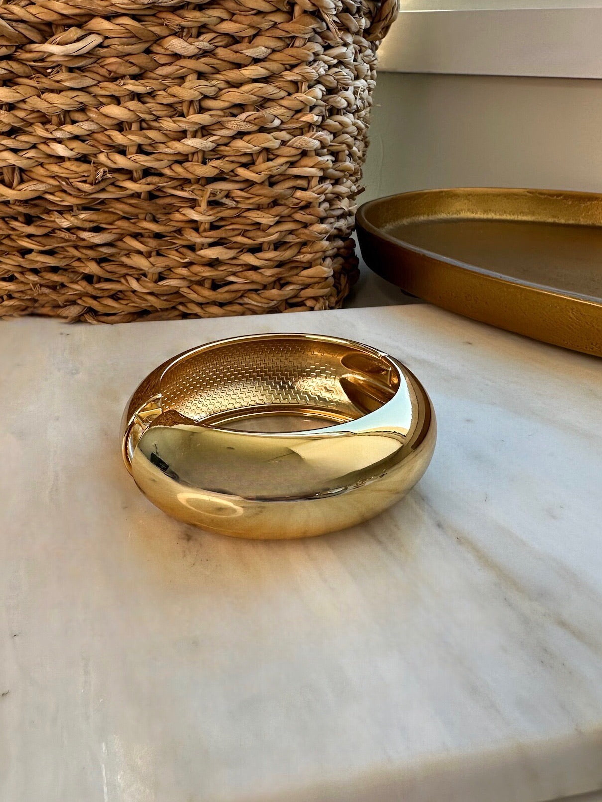 Bracelete Puff Em Banho Ouro 18cm