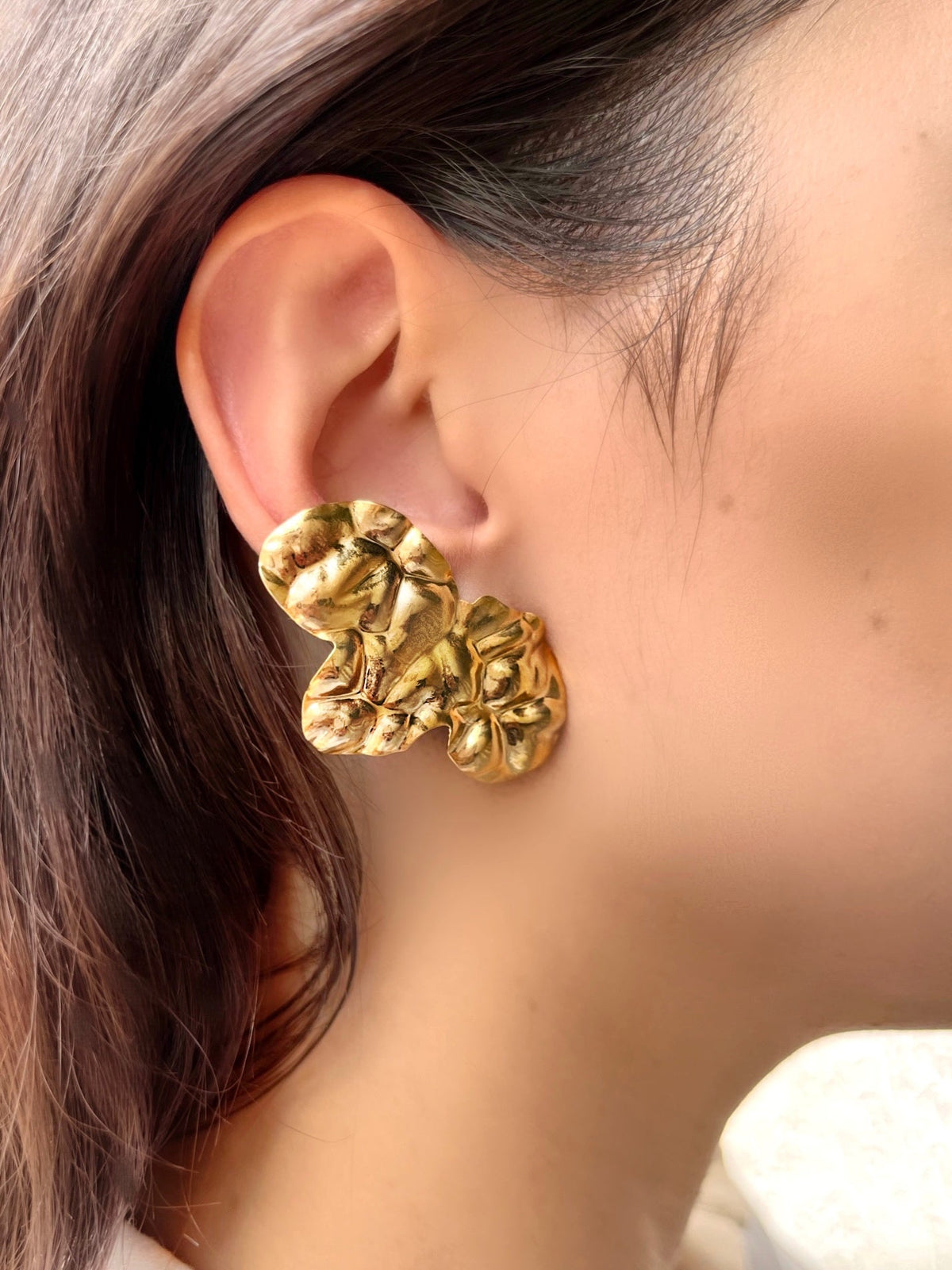Brinco Ear Cuff Orgânico Banho Ouro 18k - Tiff Joias