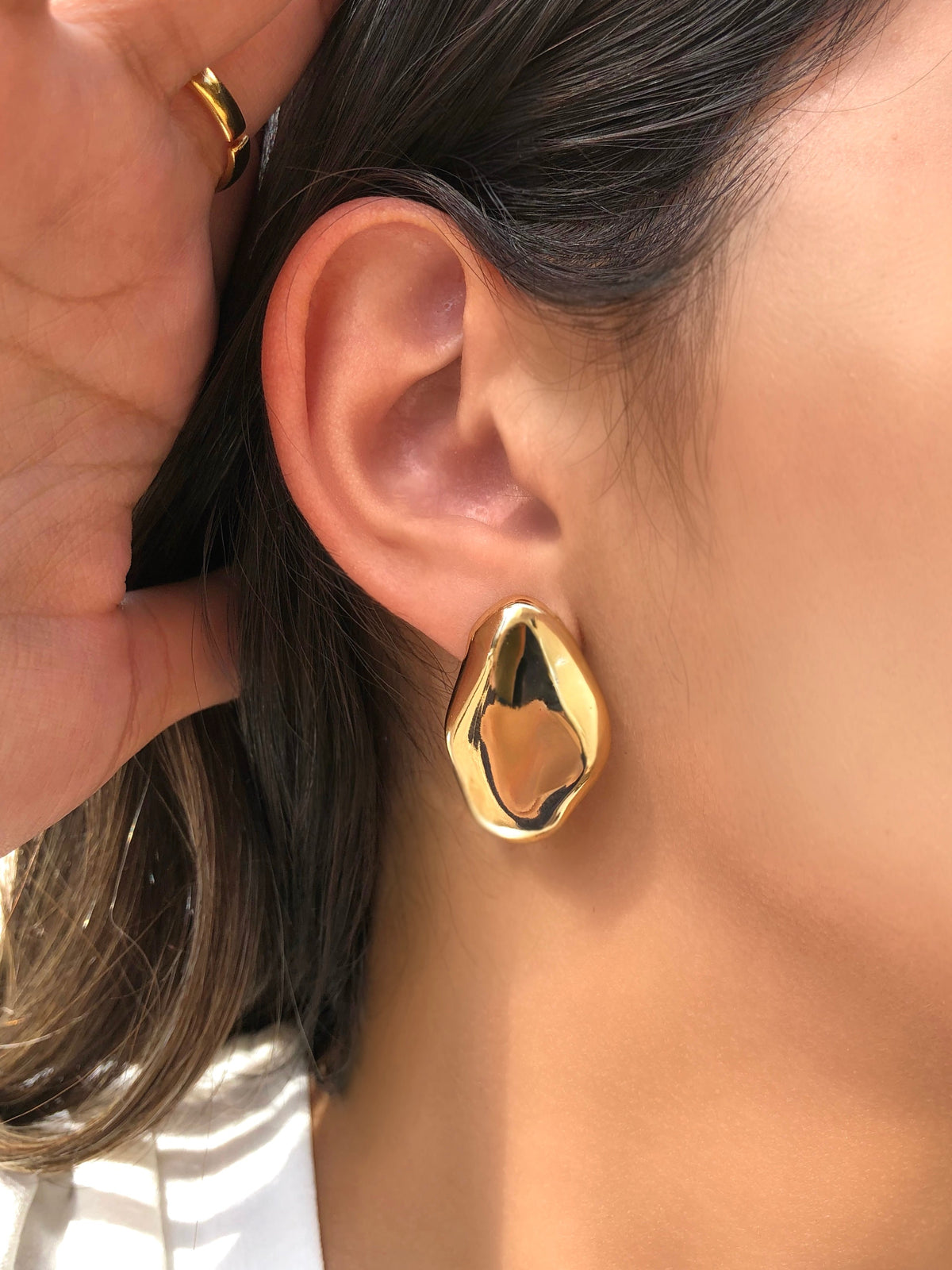 Brinco Orgânico Dourado - Tiff Joias