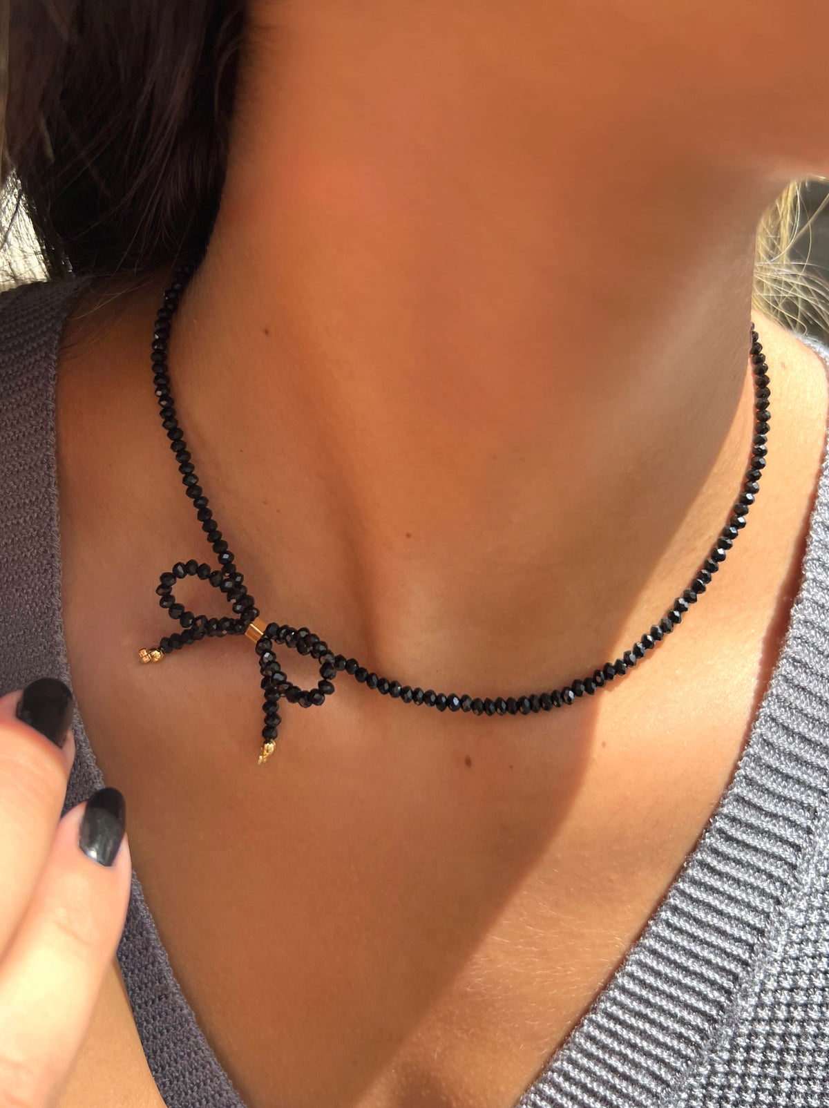 Choker Mini Laço Cor Ônix 38 cm - Tiff Joias