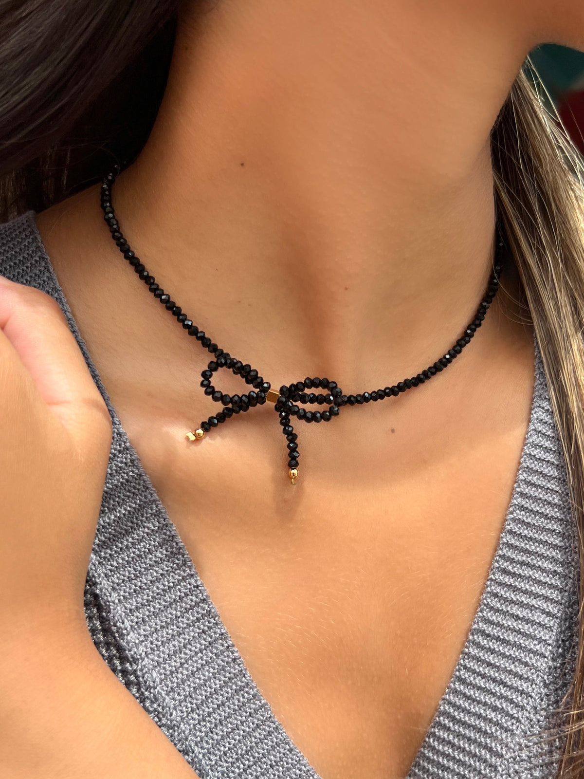 Choker Mini Laço Cor Ônix 38 cm - Tiff Joias