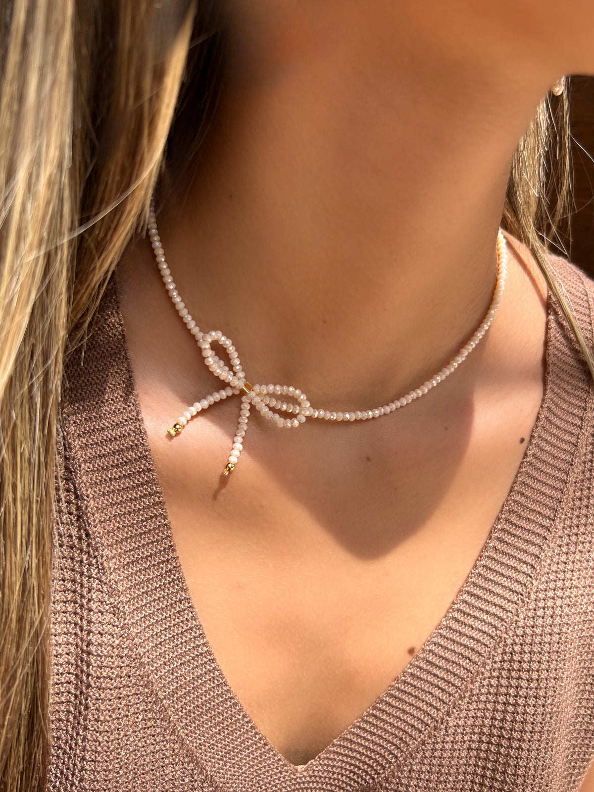 Choker Mini Laço Nude 38 cm - Tiff Joias