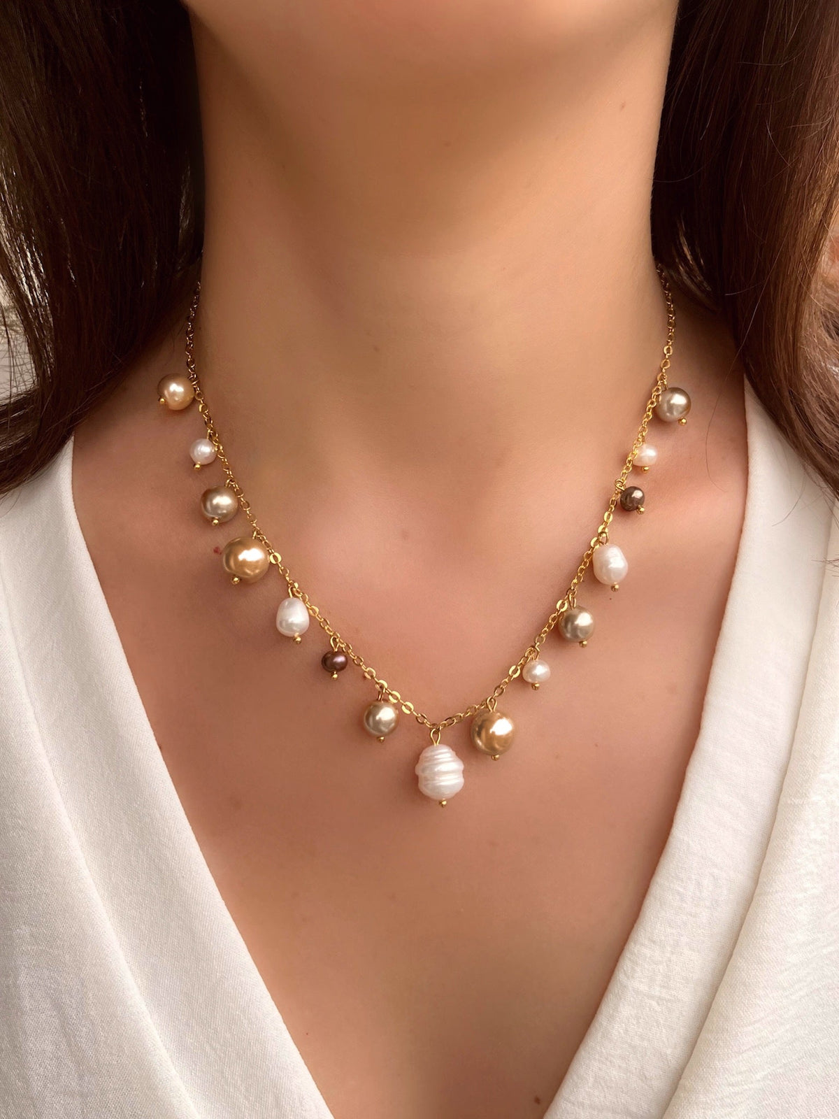 Choker Pérolas Degrade 40cm - Tiff Joias