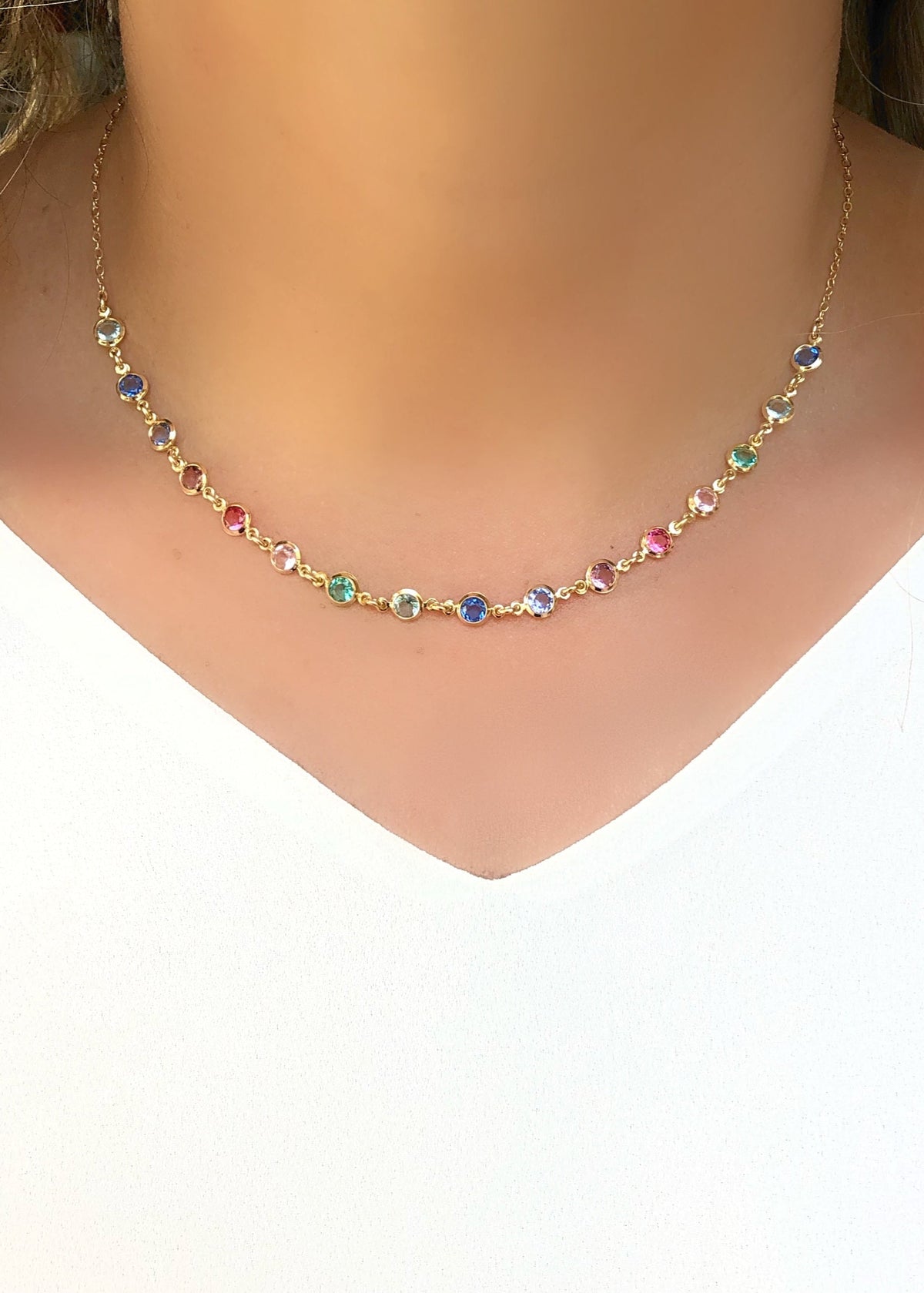 Choker Riviera Zircônias Coloridas - Tiff Joias
