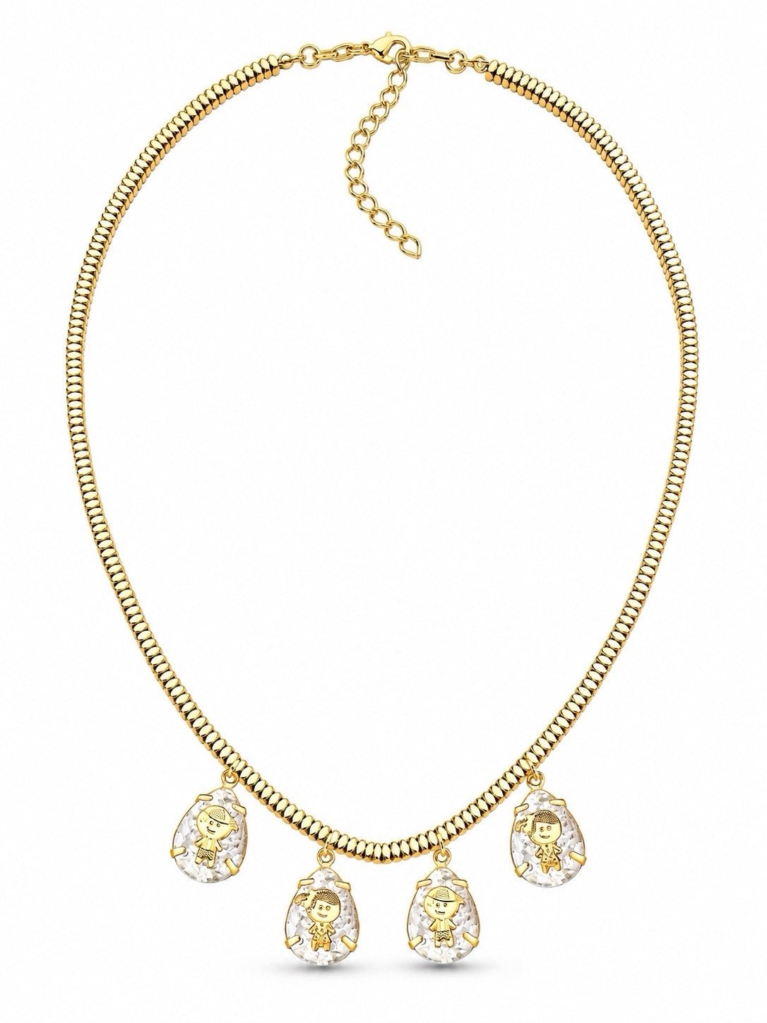 Colar 4 Filhos Hematita Banho Ouro Pin Cristal 45cm - Tiff Joias