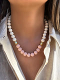 Colar Bolas Acrílicas Nude E Rosa 50cm - Tiff Joias