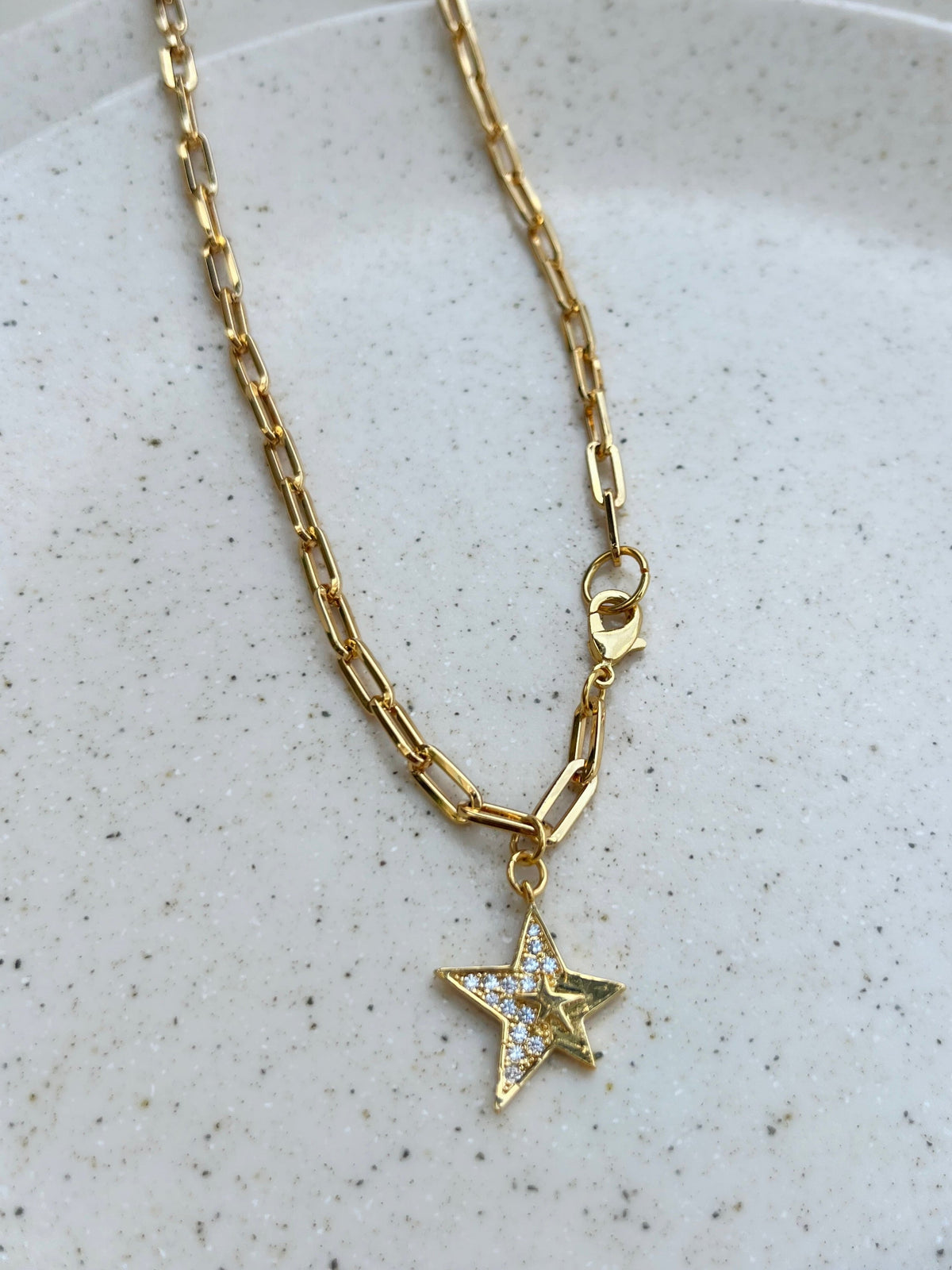 Colar Corrente Elos Fina Com Estrela Cravejada - Tiff Joias