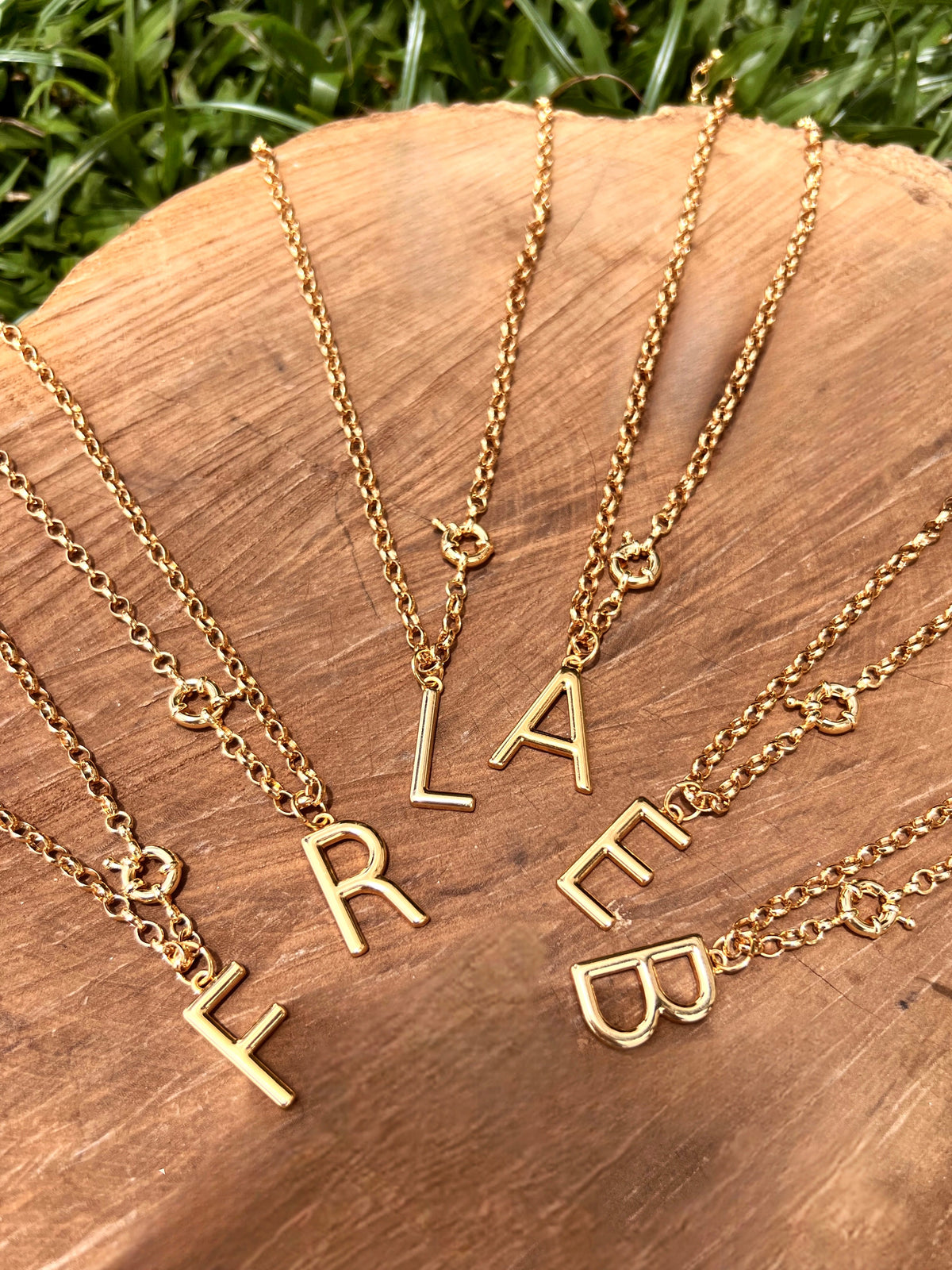 Colar Corrente Portuguesa Média Personalizado Com Letra Grande 50cm - Tiff Joias