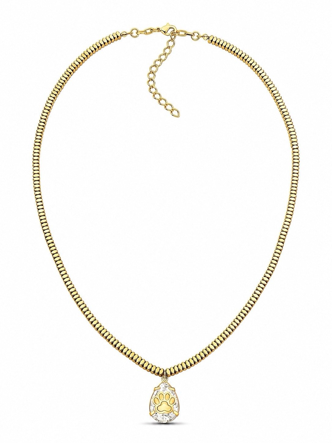 Colar Hematitas Banho Ouro Com Pin Cristal Personalizável 45cm - Tiff Joias