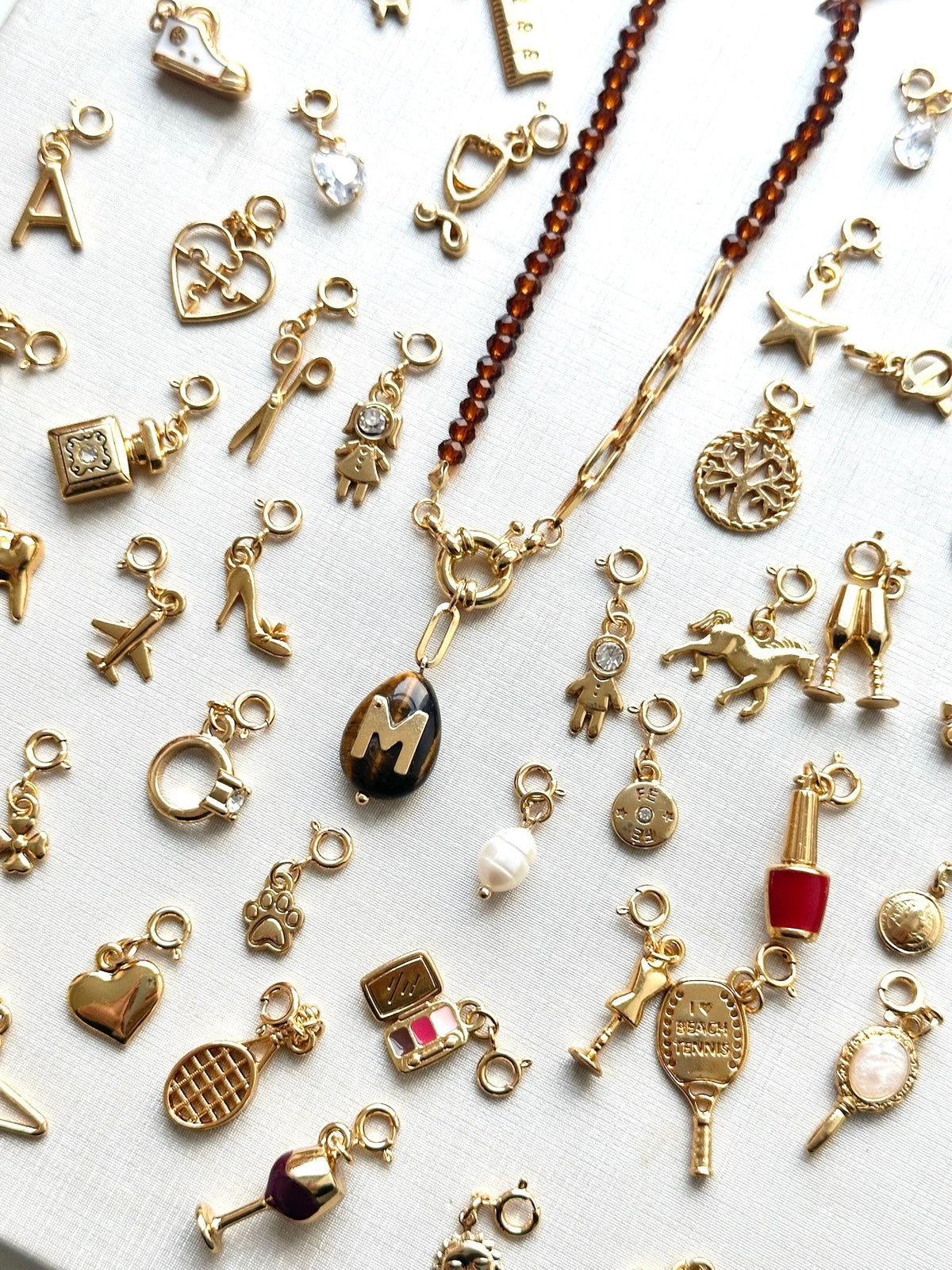 Colar Pins Removíveis Com Inicial Olho De Tigre 50cm - Tiff Joias