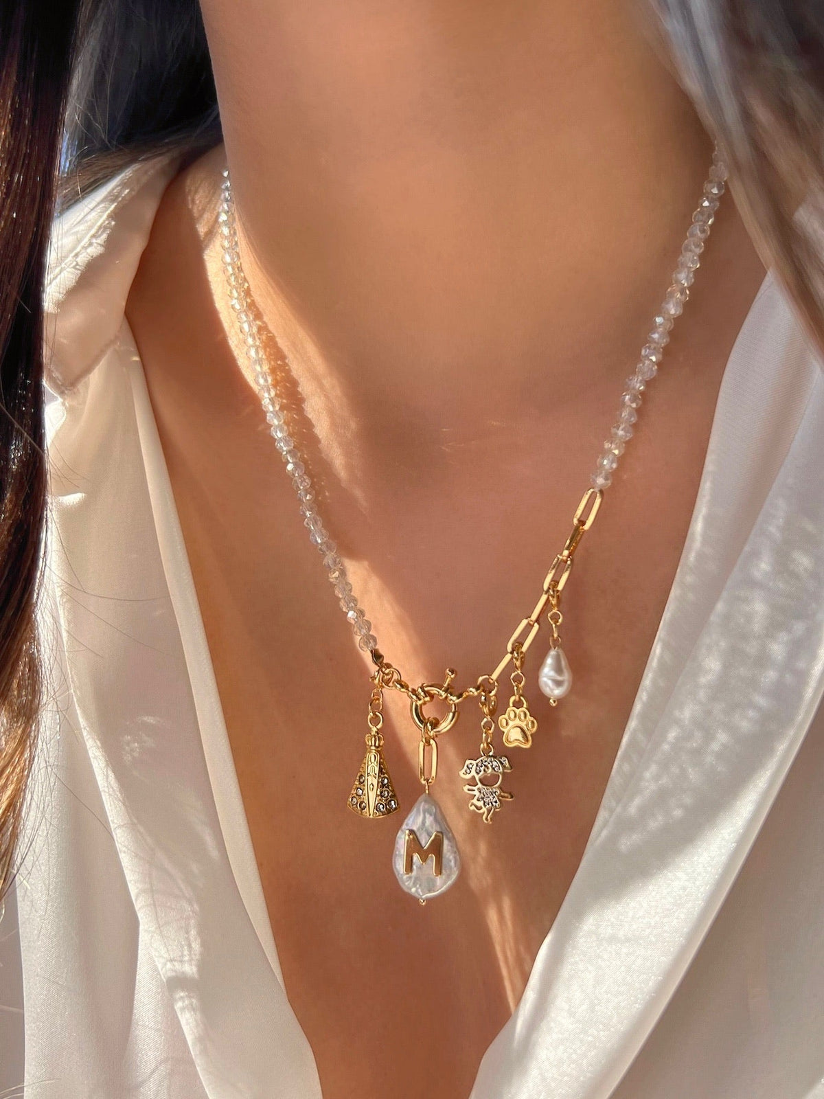 Colar Pins Removíveis Com Inicial Pérola Barroca 50cm - Tiff Joias