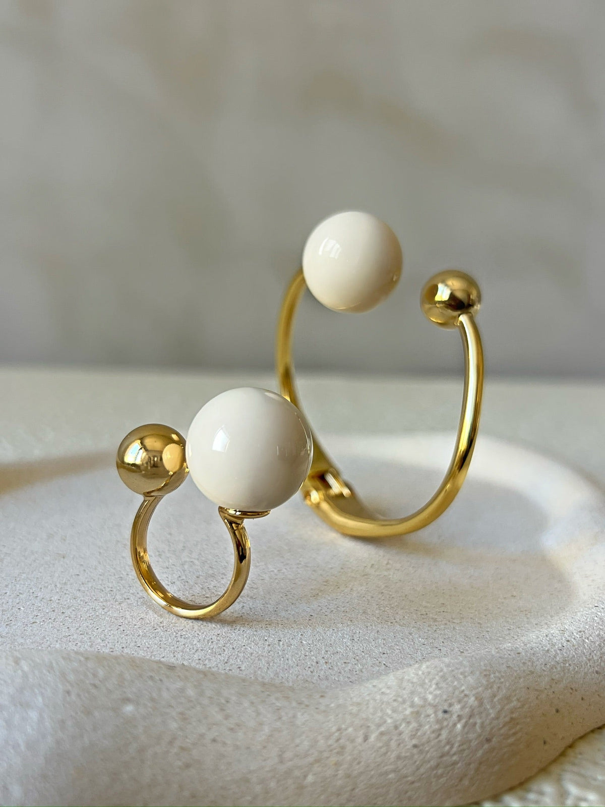 Conjunto Anel e Bracelete Esfera Branca - Tiff Joias